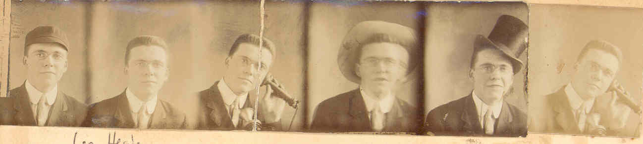 My great-grandfather Leo Healy takes several snapshots in different poses in a Worcester Massachusetts photo booth - circa 1915